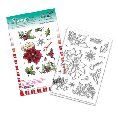 Merry Christmas Poinsettia Holiday stamp set - Polkadoodles card making ...