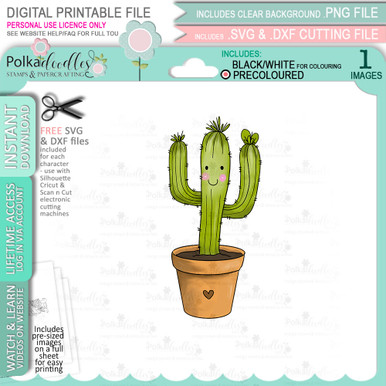 Desert Cactus (precoloured) printable clipart digital stamp for ...