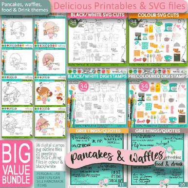 Pancakes and Waffles Cute girl Food and Drink digital stamps and SVG ...