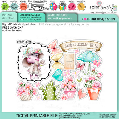 Helga Hippo Quick &amp; easy design sheet template 2. Cute Print and Cut SVG Files for Cricut ...