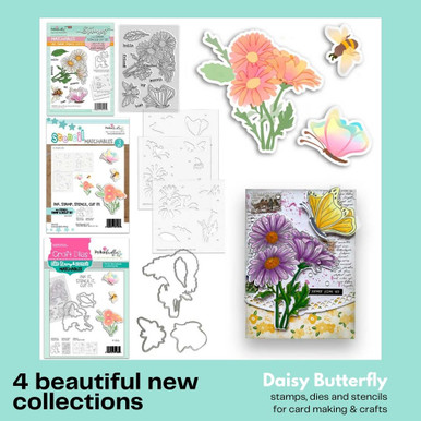 Daisy Butterfly Wings clear stamps, outline cutting dies and layering ...
