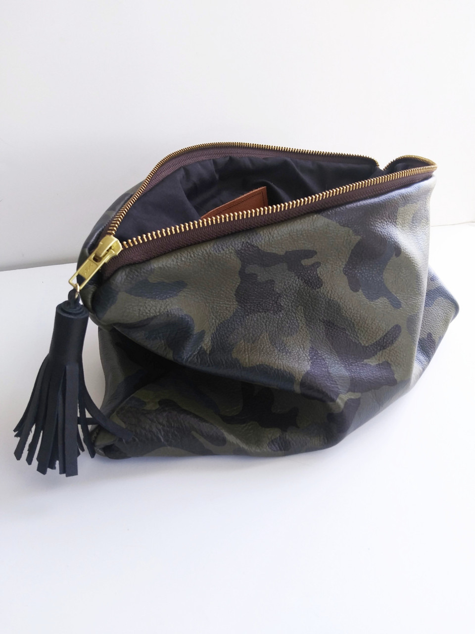 LEATHER CAMO CLUTCH