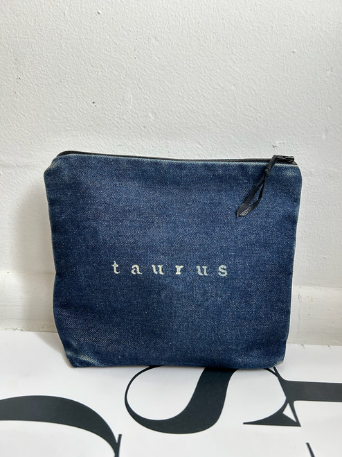 ZODIAC DENIM MAKEUP/ACCESSORY BAG