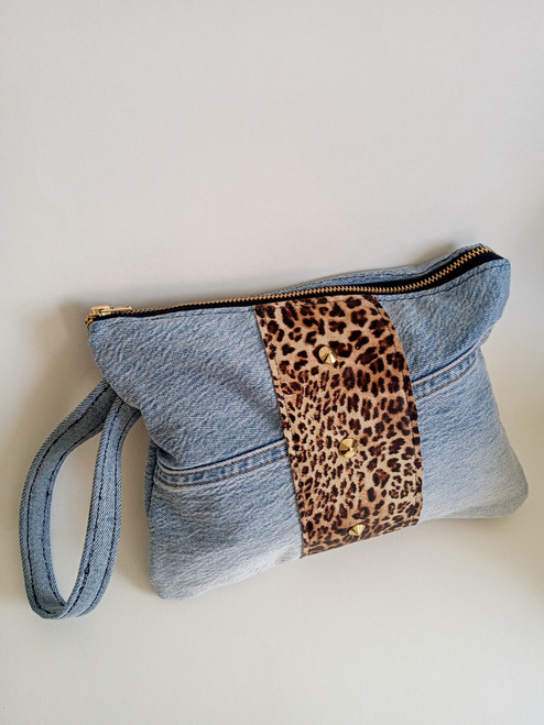 DENIM/LEOPARD WRISTLET