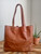 MIDI LEATHER TOTE/COGNAC