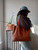 MIDI LEATHER TOTE/COGNAC