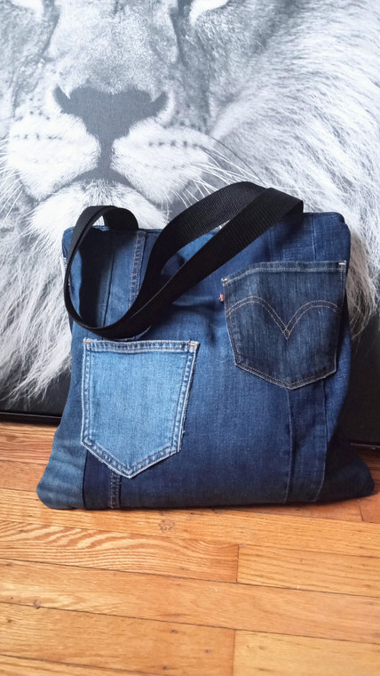 THE POCKET UPCYCLED DENIM TOTE