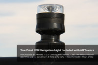 All Aerial Wakeboard Towers include a 360 degree LED top nav light as required by many state laws to enhance safety and visibility.