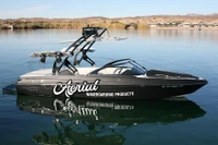 Photo of the FreeRide wake tower installed on the an inboard boat showing how it compliments most inboard boat designs.