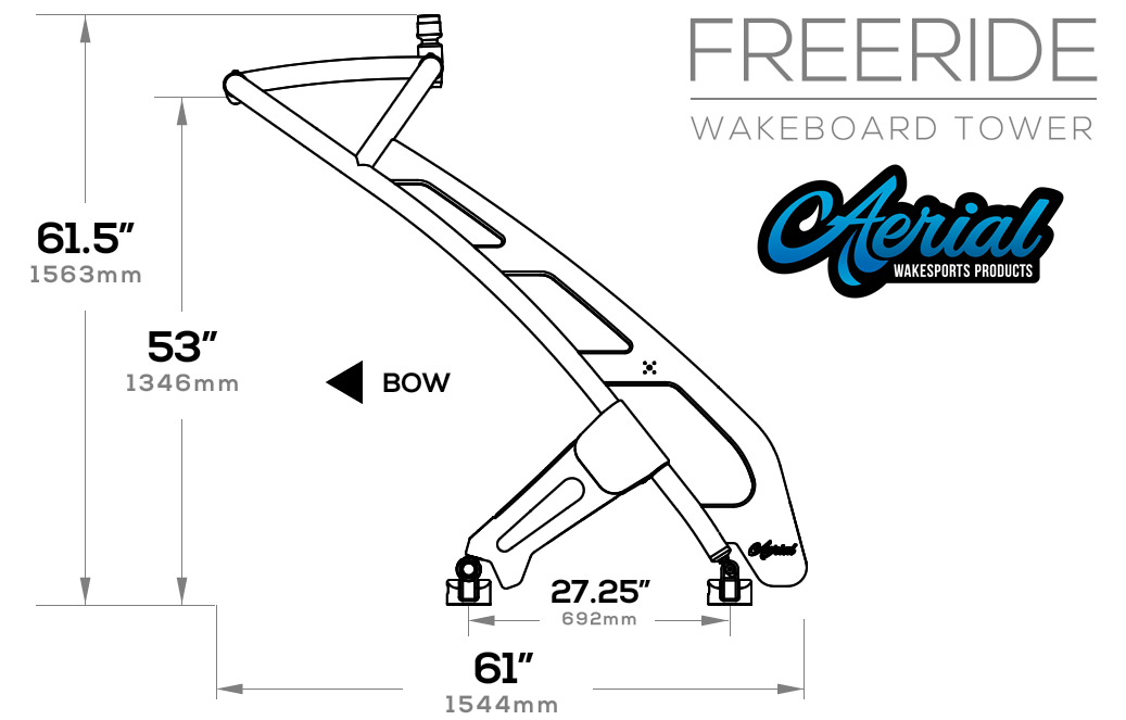 FreeRide Wakeboard Tower Product Dimensions