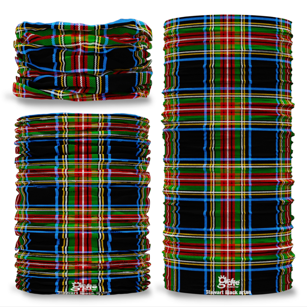 Stewart Black Tartan Scottish Clan Tartan Seamless Tube Bandana Snood Multifunctional multiwrap Giraffe headwear