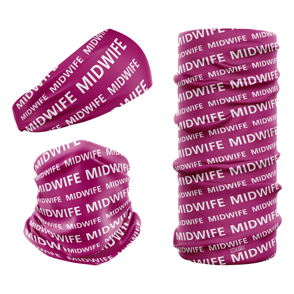 NHS Midwife Pink White Mid-4 snood bandana seamless multifunctional headwear headband