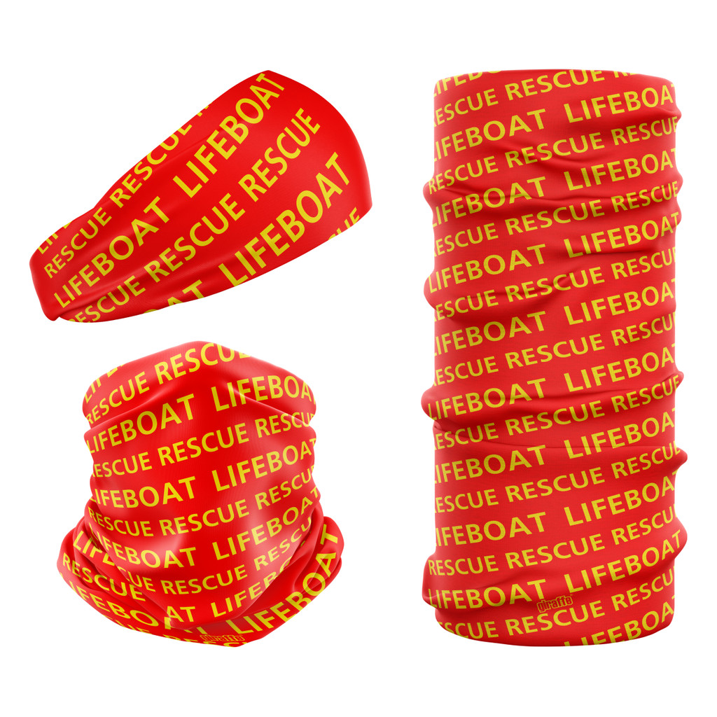 Lifeboat Rescue red and yellow LIFE-1 snood bandana seamless multifunctional headwear headband