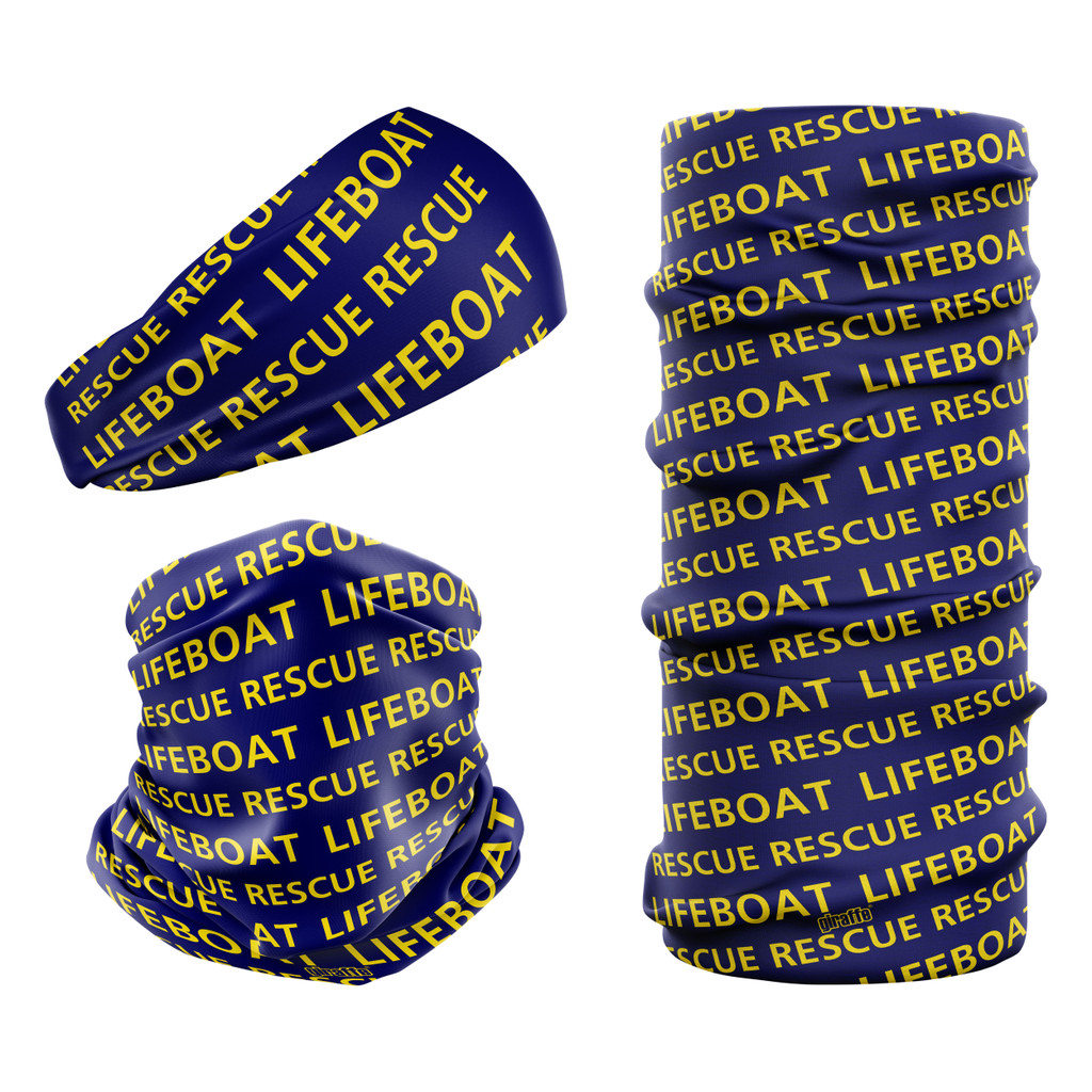 Lifeboat Rescue Navy Blue and yellow LIFE-2 snood bandana seamless multifunctional headwear headband