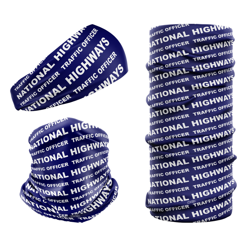 National Highways Traffic Officer Navy blue and white NAT-3 snood bandana seamless multifunctional headwear headband