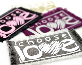 Choose Love iron on patches in custom colors.