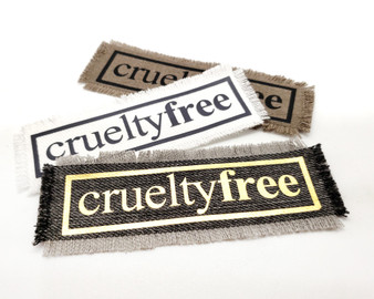 Cruelty free vegan design iron on patches in various colors.