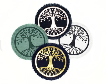 Tree of life, boddhi tree iron on patches in various colors.