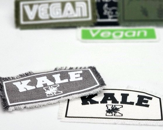 Kale University funny vegan iron on patches.