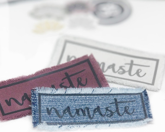 Namaste yoga inspired iron on patches.