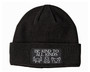 Black beanie with design of animals and the words 'Be Kind to All Kinds' in white.