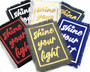 Shine Your Light iron on patch in a variety of customized colorways.