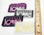 Choose Love iron on patches in custom colors.