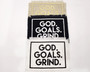 God Goals Grind iron on patches in various color combinations.