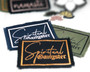 Spiritual gangster iron on patches in a variety of color combinations.