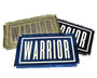 Warrior iron on patches is various color combinations.