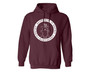 Maroon vegan hoodie with Respect Existence or Expect Resistance design centered on the front.