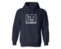 Navy blue unisex hoodie with the words be a nice human on the front.