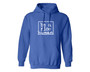 Royal blue unisex hoodie with the words be a nice human on the front.