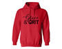 Red unisex hoodie with grace and grit printed on the front.