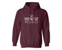 Maroon unisex hoodie with the words heavily meditated and a lotus printed on the front.