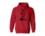 Red unisex hoodie with no mud no lotus printed on the front.