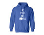 Royal blue unisex hoodie with no mud no lotus printed on the front.