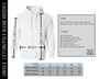Fabric information and size specifications for unisex hoodies.