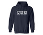 Navy blue unisex hoodie with Jefe printed on front.