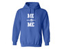 Royal blue unisex hoodie with Me vs Me printed on front.