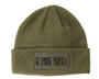 Olive green beanie with Go Smudge Yourself on a patch.