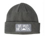 Dark grey beanie with No Mud No Lotus printed on the front.