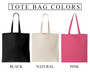 Available color options for tote bags.
