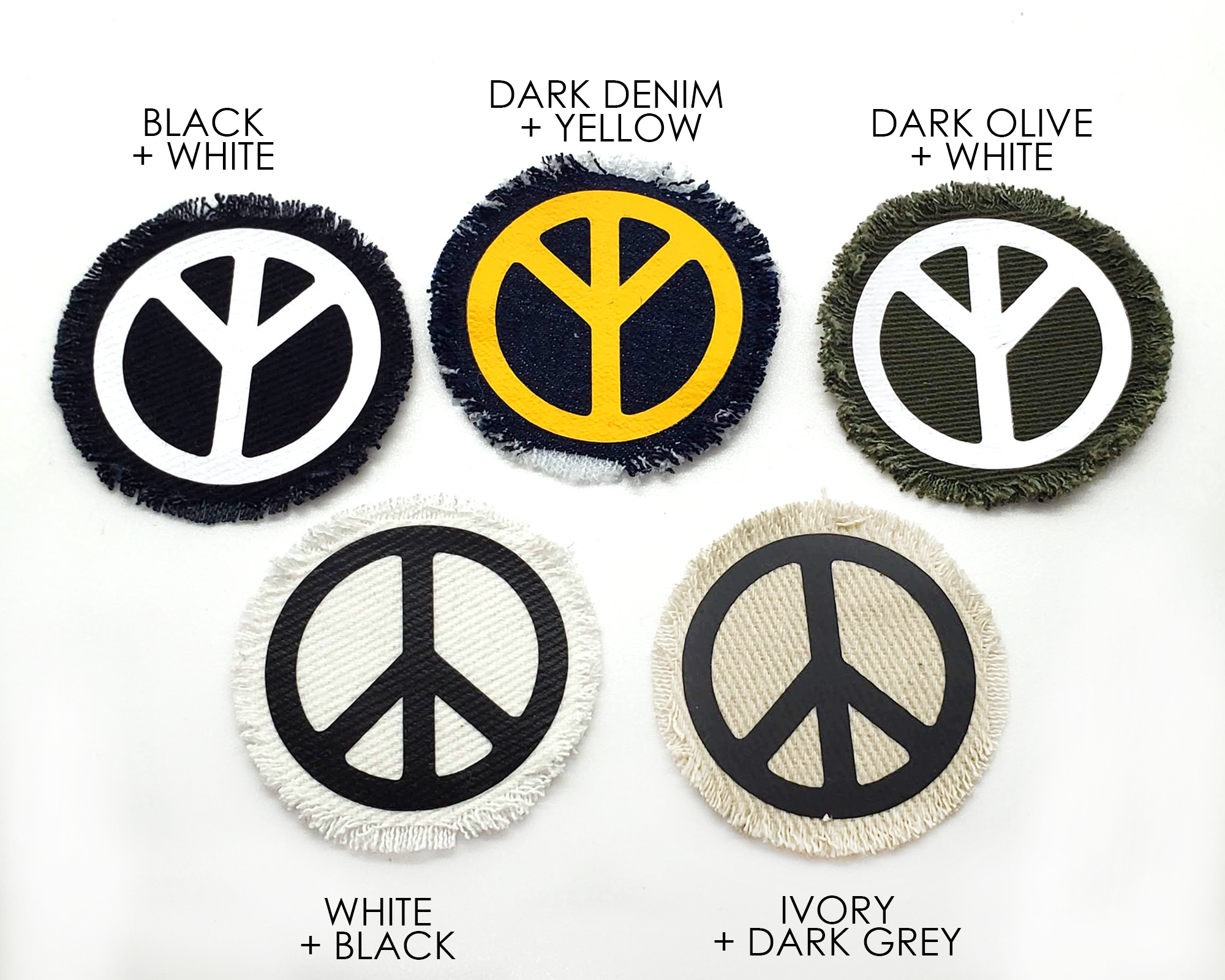 Peace Sign Iron on Patch Yellow On Black - Iron on Novelty Patches by  Ivamis Patches