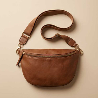 Brown Leather All Day Crossbody Bag showing soft leather.  NEUHAUS ZEN [[product_type]]