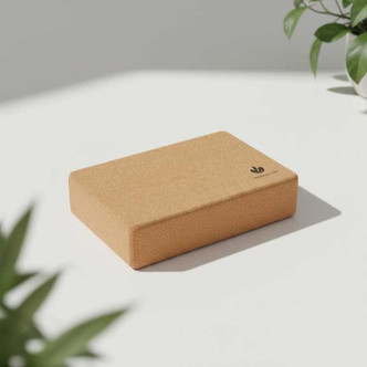 Natural cork yoga block for yoga, Pilates and stretching practice.