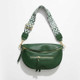 NEUHAUS ZEN green leather crossbody bag with adjustable boho strap and gold-tone hardware