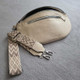 Cream leather crossbody bag with adjustable boho strap