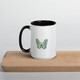Butterfly ceramic coffee mug with minimalist nature design and black interior, stylish tea cup for home, office, and everyday use