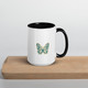 Butterfly ceramic coffee mug with minimalist nature design and black interior, stylish tea cup for home, office, and everyday use